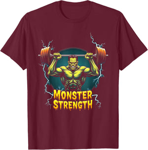 Frankenstein Monster Halloween Gym Workout Monster Strength T-Shirt - T-Shirt | Maroon