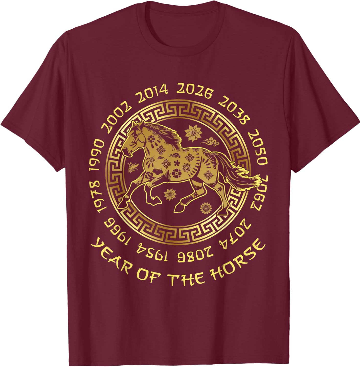 Chinese New Year Of Horse Chinese Zodiac Year 2026 T-Shirt - T-Shirt | Maroon