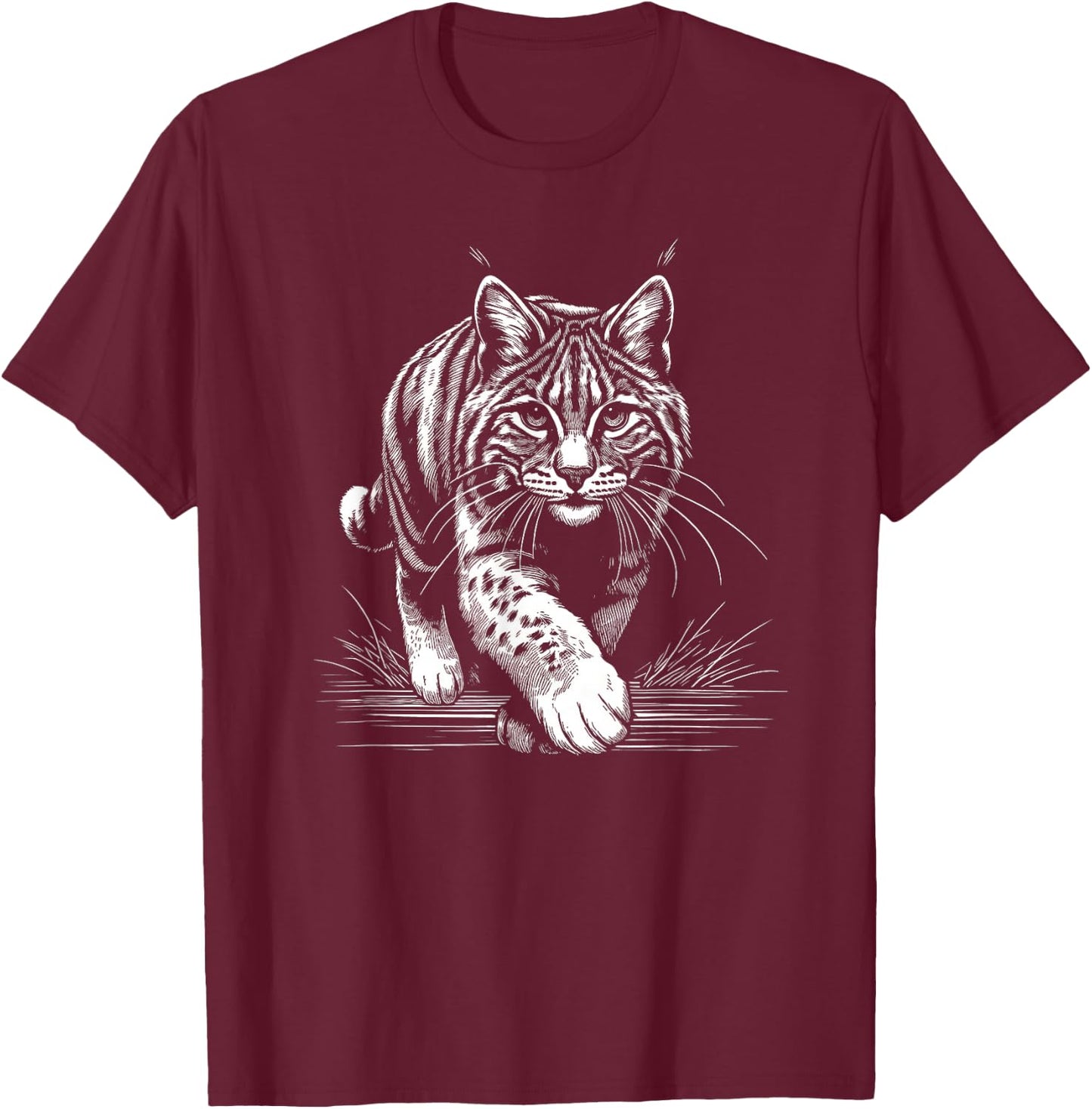Running Bobcat Graphic Design and Men T-Shirt - T-Shirt | Maroon