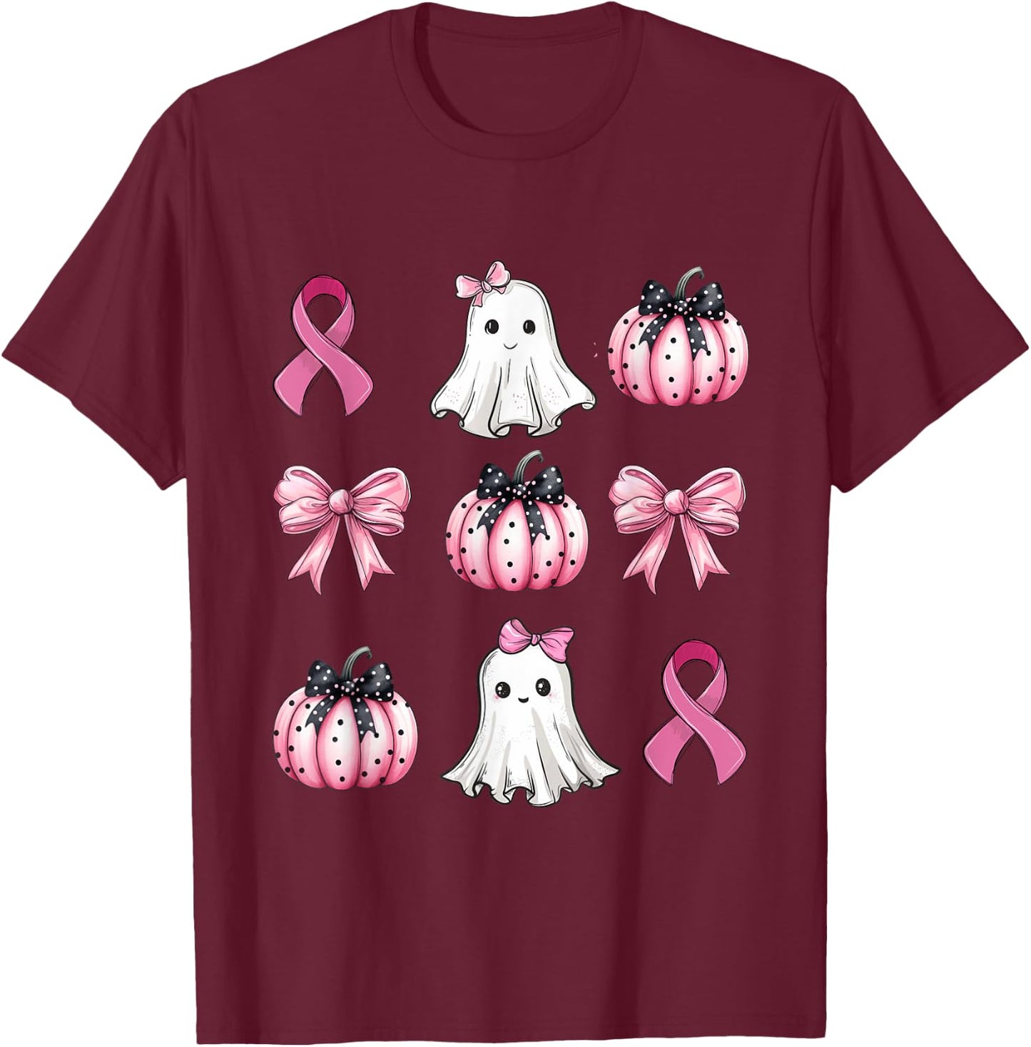 Breast Cancer Awareness Coquette Pink Pumpkin Rippon Women's T-Shirt - T-Shirt | Maroon