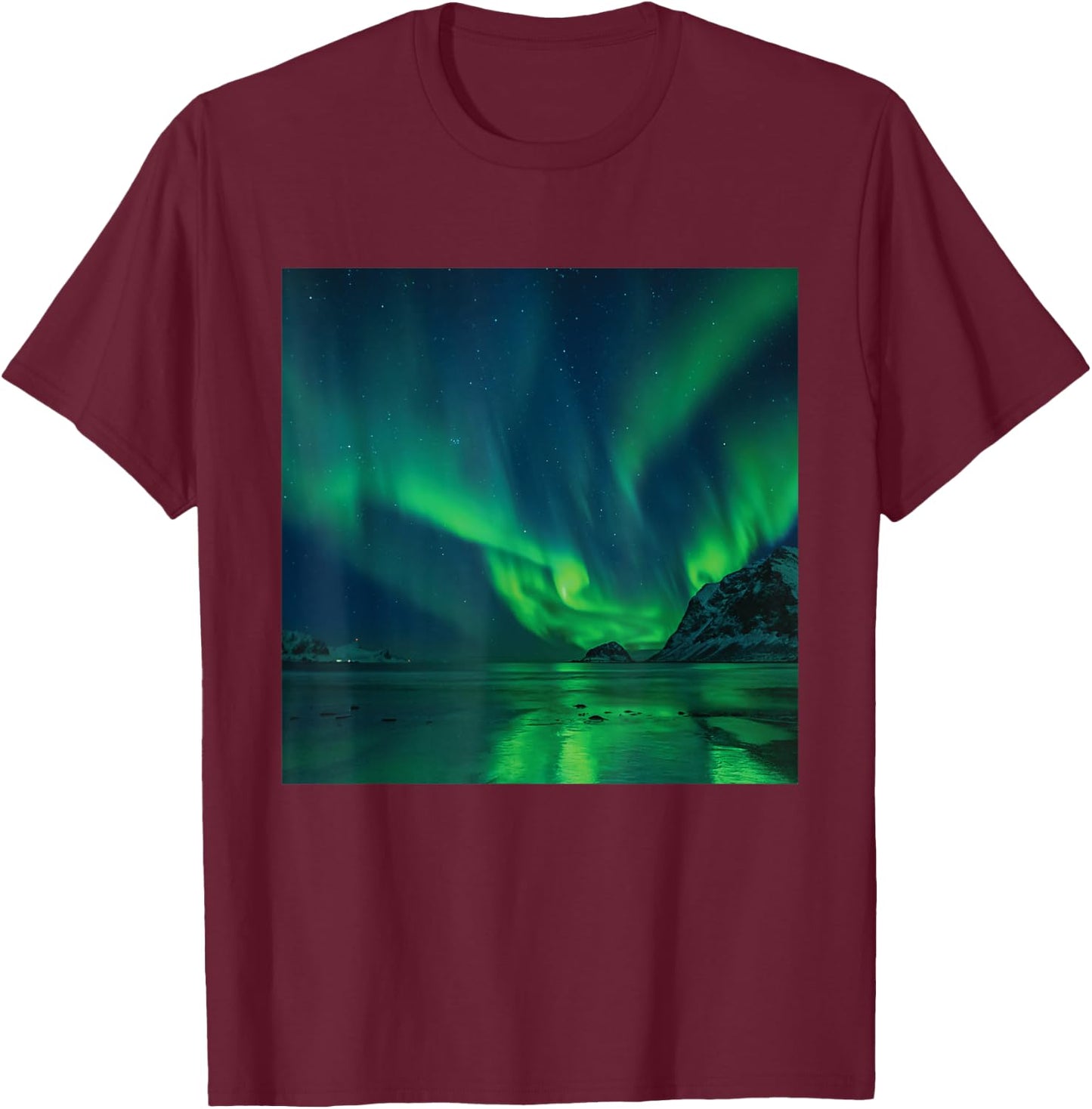 Aurora Borealis I Polar Lights Iceland Vacation T-Shirt - T-Shirt | Maroon