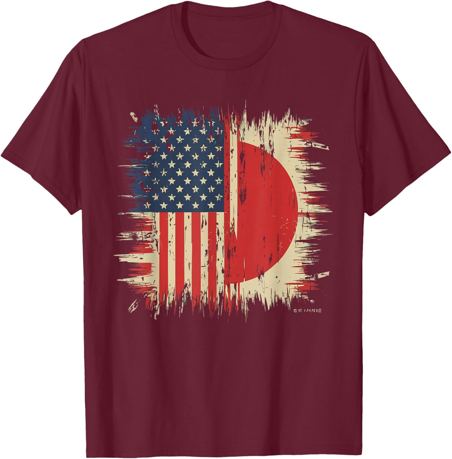 Half Japanese Half American USA Flag Japan America T-Shirt - T-Shirt | Maroon
