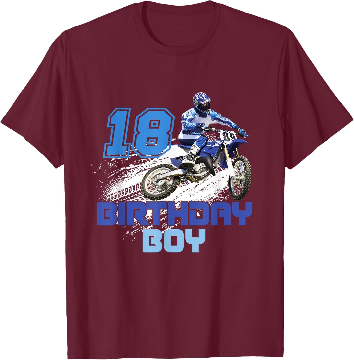 Kid Dirt Bike Rider 18 Years Old Motocross 18th Birthday Boy T-Shirt - T-Shirt | Maroon
