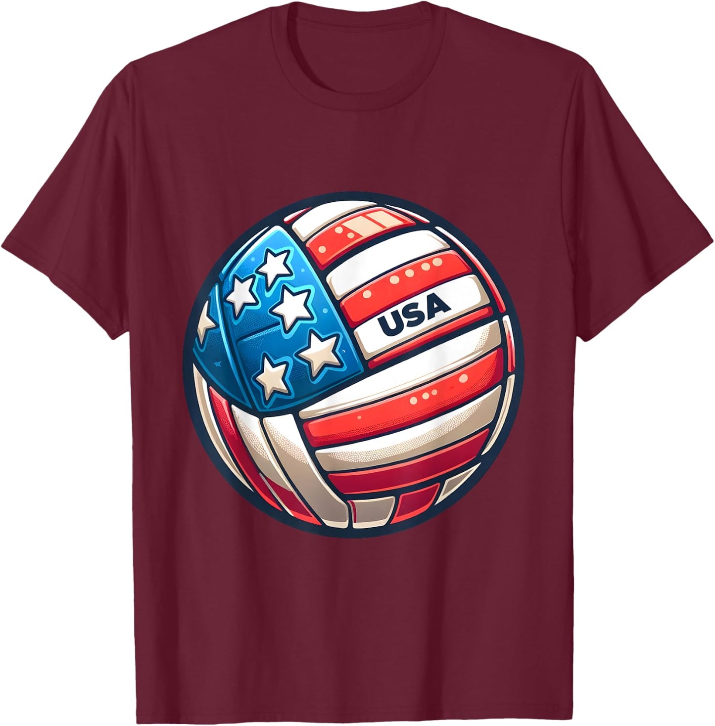 Volleyball Support Team Flag USA Beach American Men Women Kids T-Shirt - T-Shirt | Maroon
