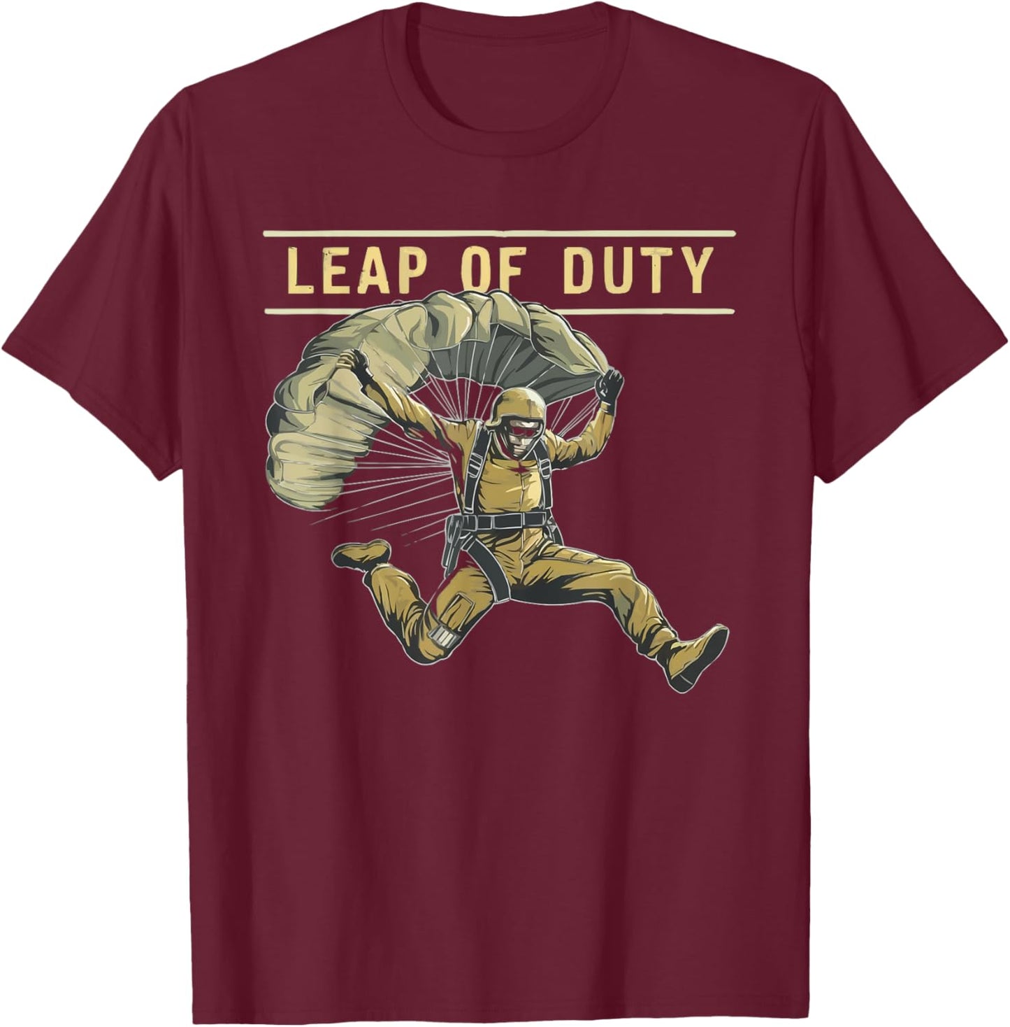 Airborne Paratrooper Military Soldier Parachute T-Shirt - T-Shirt | Maroon