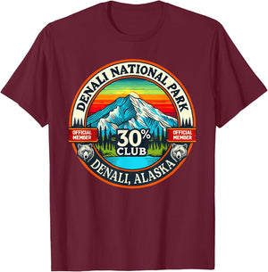 Denali 30% Club Shirt Alaska National Park Souvenir T-Shirt - T-Shirt | Maroon