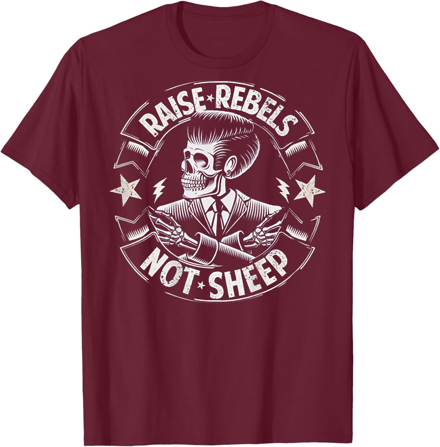 Raise Rebels Not Sheep (on back) T-Shirt - T-Shirt | Maroon