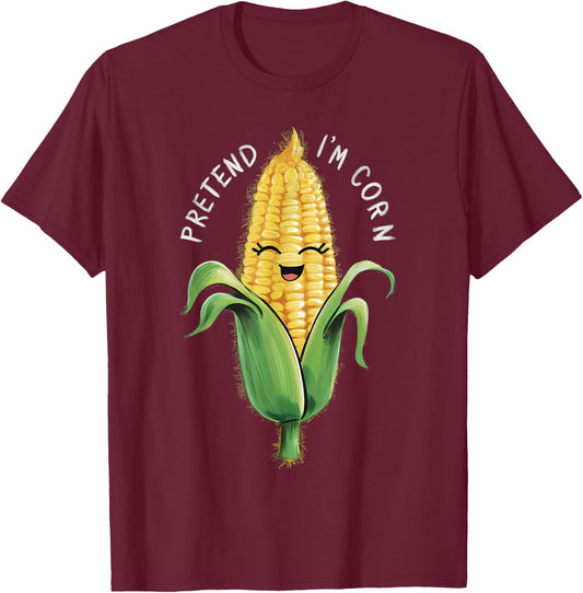 Pretend I'm Corn Funny Farmers Halloween Costume T-Shirt - T-Shirt | Maroon