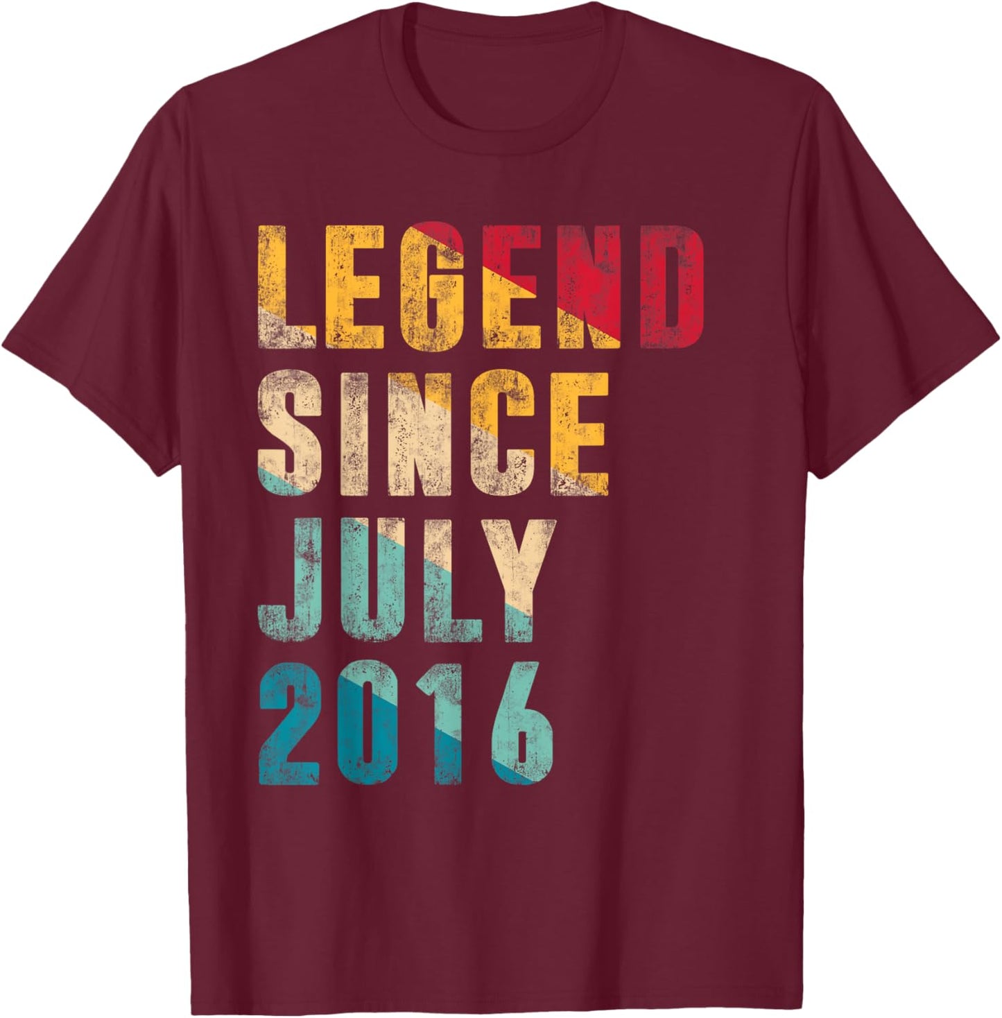 9 Years Old Gift Legend Since July 2016 Vintage 9th Birthday T-Shirt - T-Shirt | Maroon
