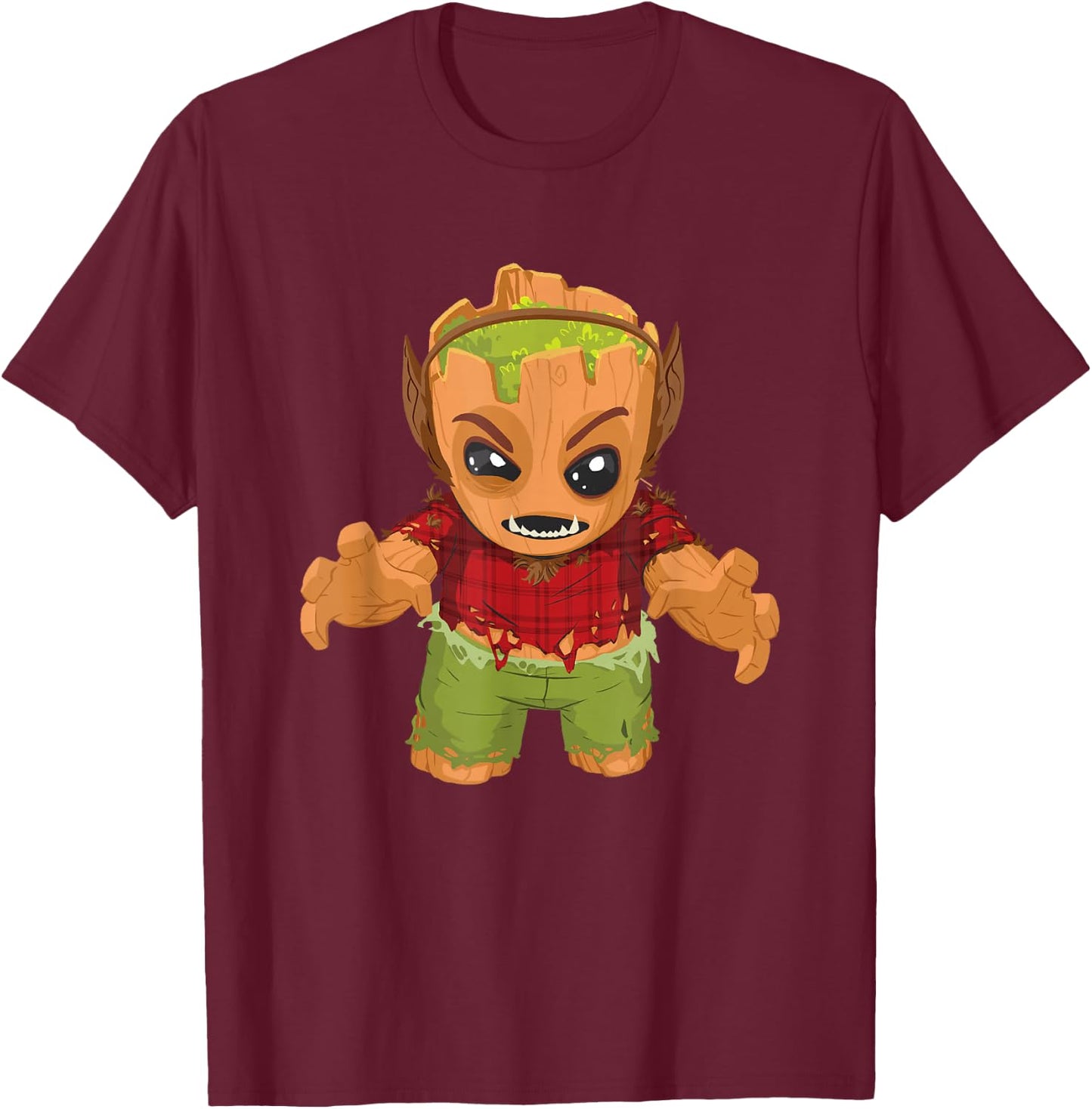 Marvel Classic Halloween Baby Groot Cute Werewolf Costume T-Shirt - T-Shirt | Maroon