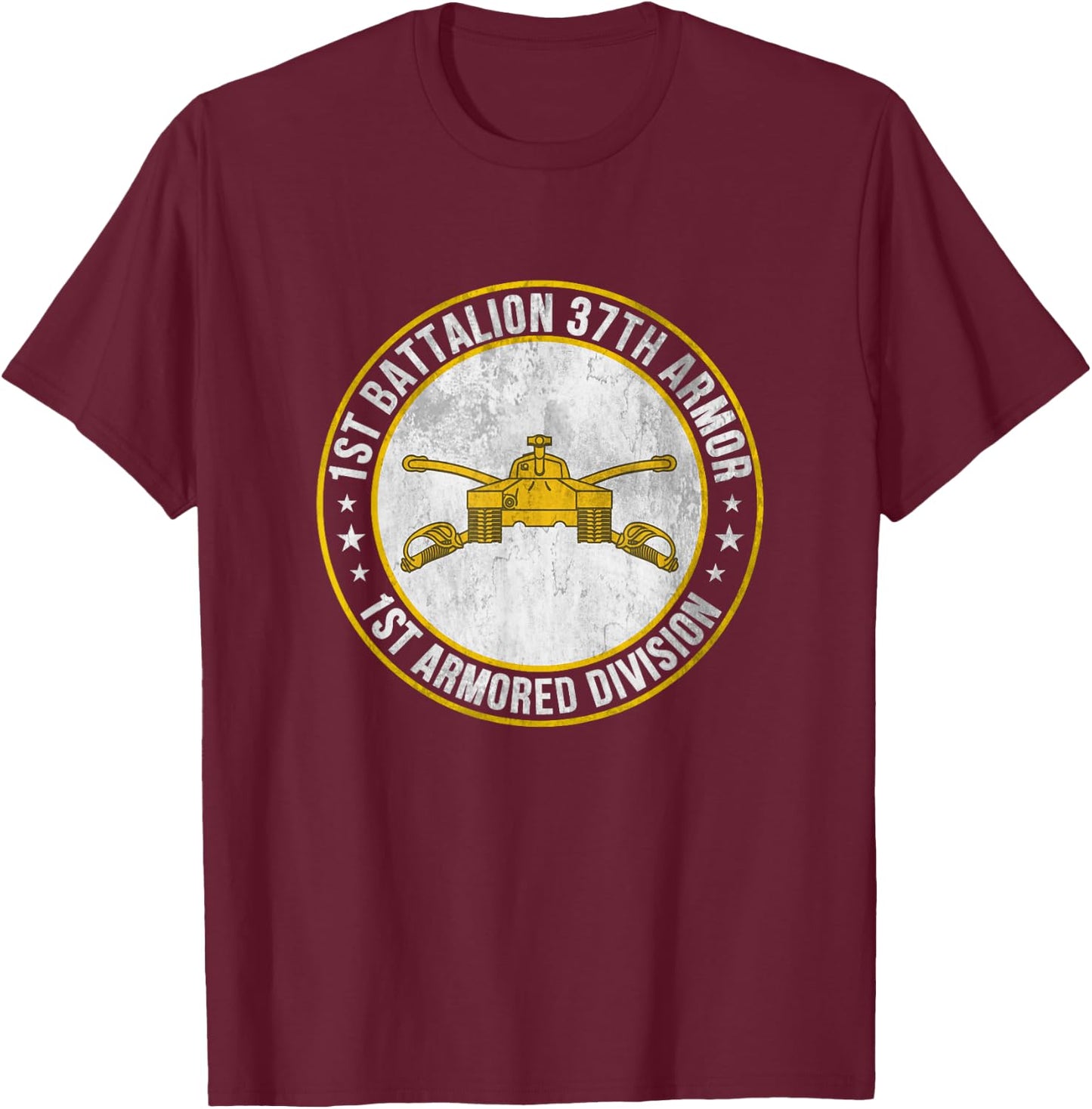 1st Battalion 37th Armor 1st Armored Division Veteran T-Shirt - T-Shirt | Maroon