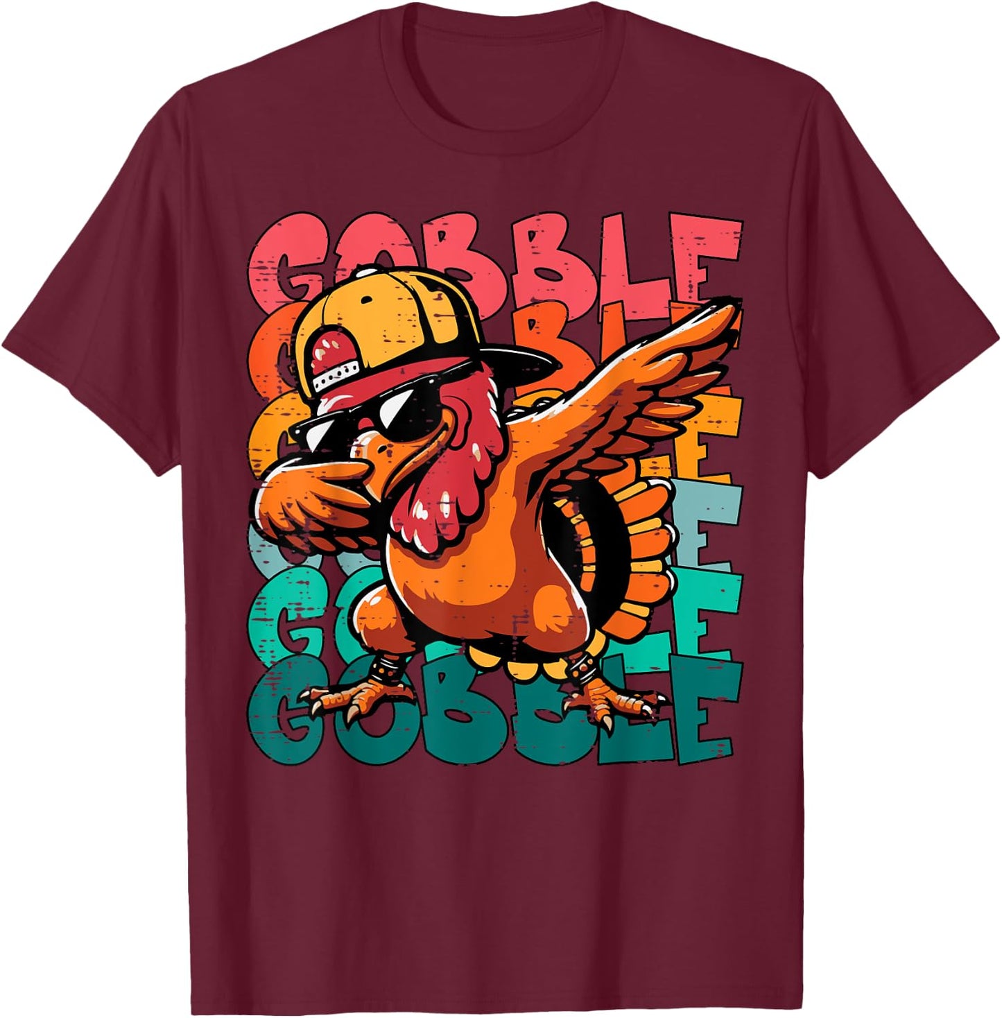Thanksgiving Turkey Dab Gobble Funny Toddler Boys Kids Youth T-Shirt - T-Shirt | Maroon