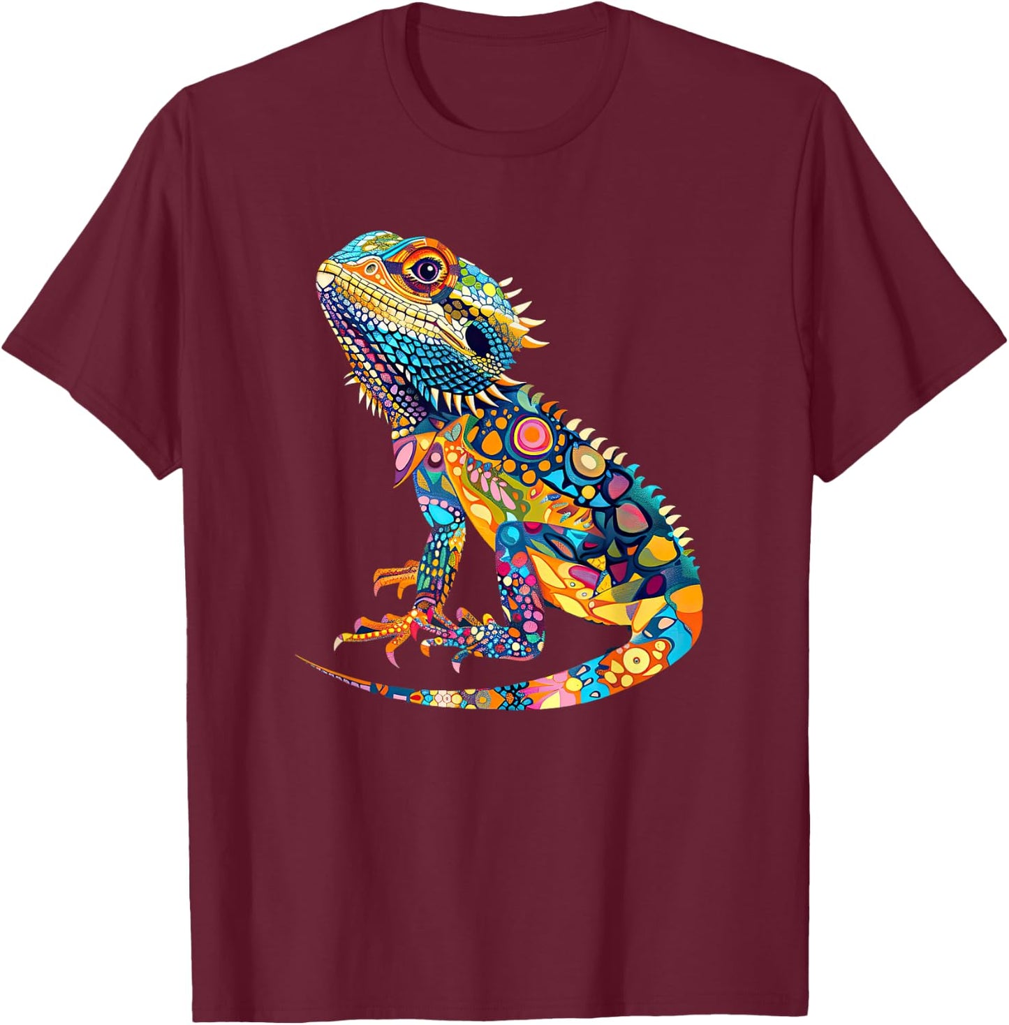 Bearded Dragon Colorful Design for Exotic Pet Enthusiasts T-Shirt - T-Shirt | Maroon