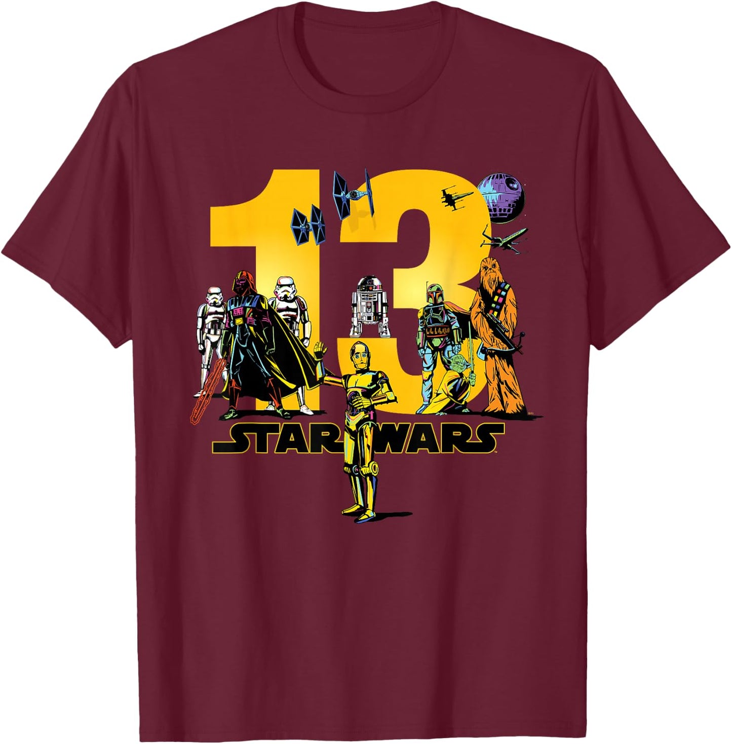 Star Wars Classic Characters Thirteenth Birthday 13 Year Old T-Shirt - T-Shirt | Maroon