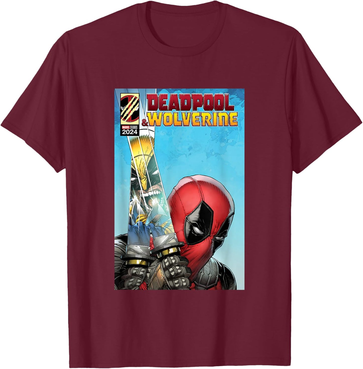 Marvel Studios Deadpool & Wolverine Comic Cover Homage B T-Shirt - T-Shirt | Maroon