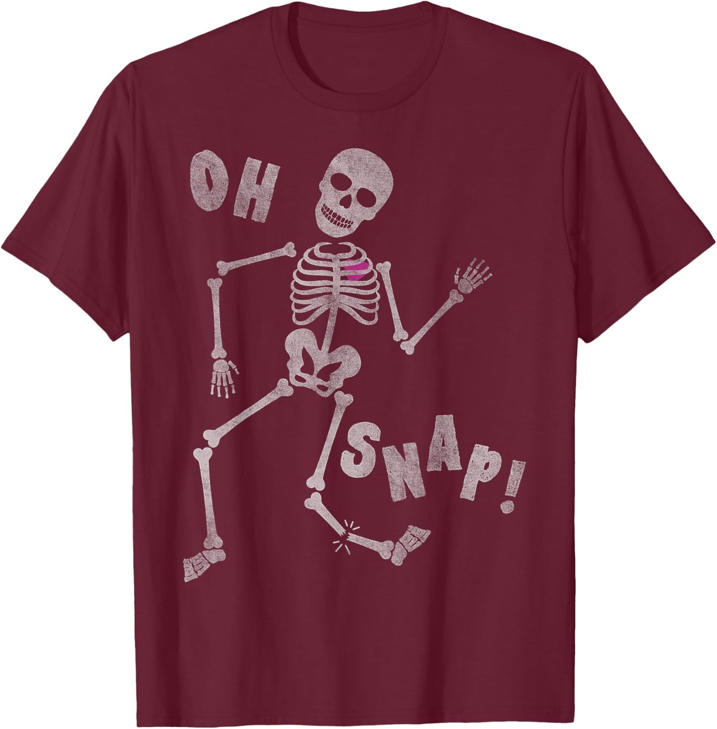 Halloween Oh Snap Skeleton Broken Leg T-Shirt - T-Shirt | Maroon