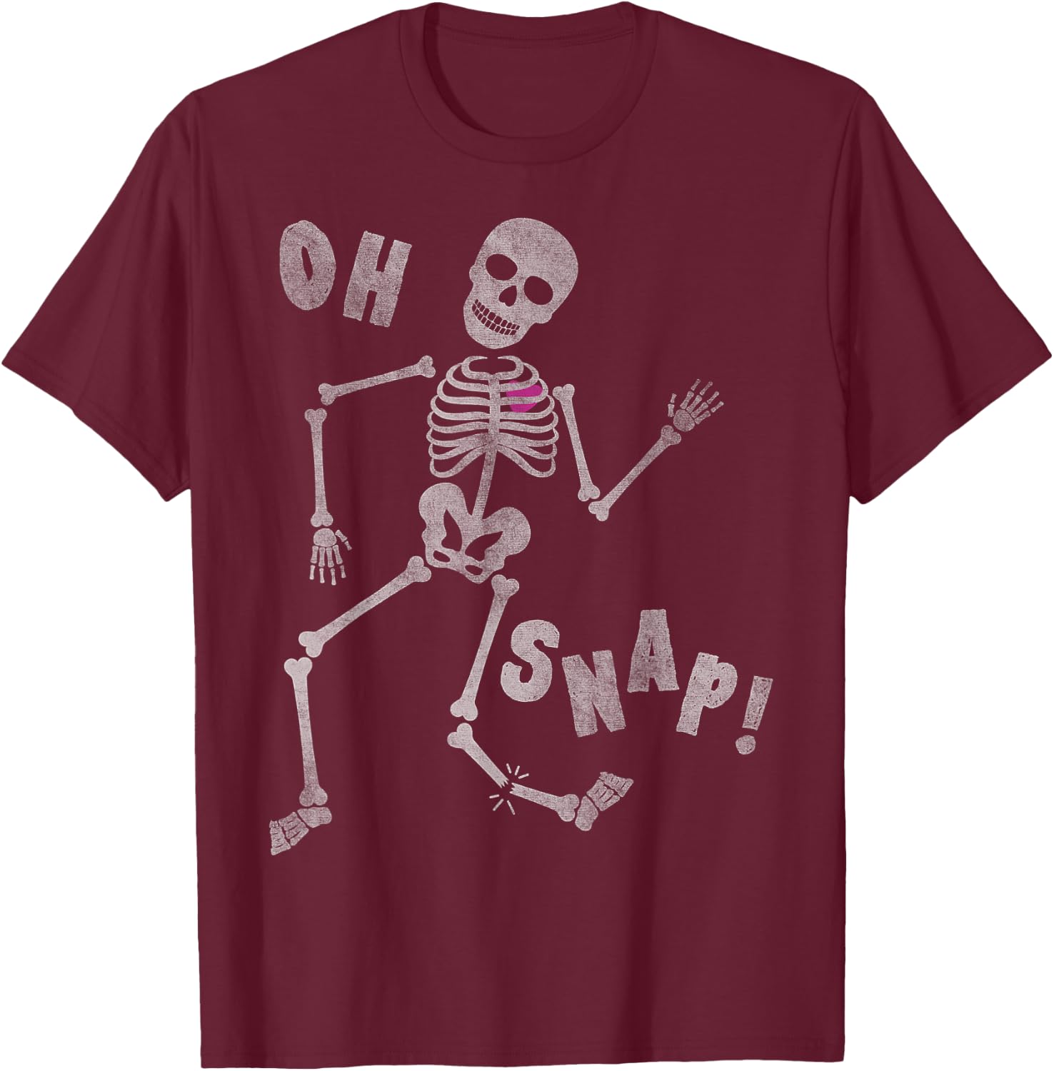Halloween Oh Snap Skeleton Broken Leg T-Shirt - T-Shirt | Maroon