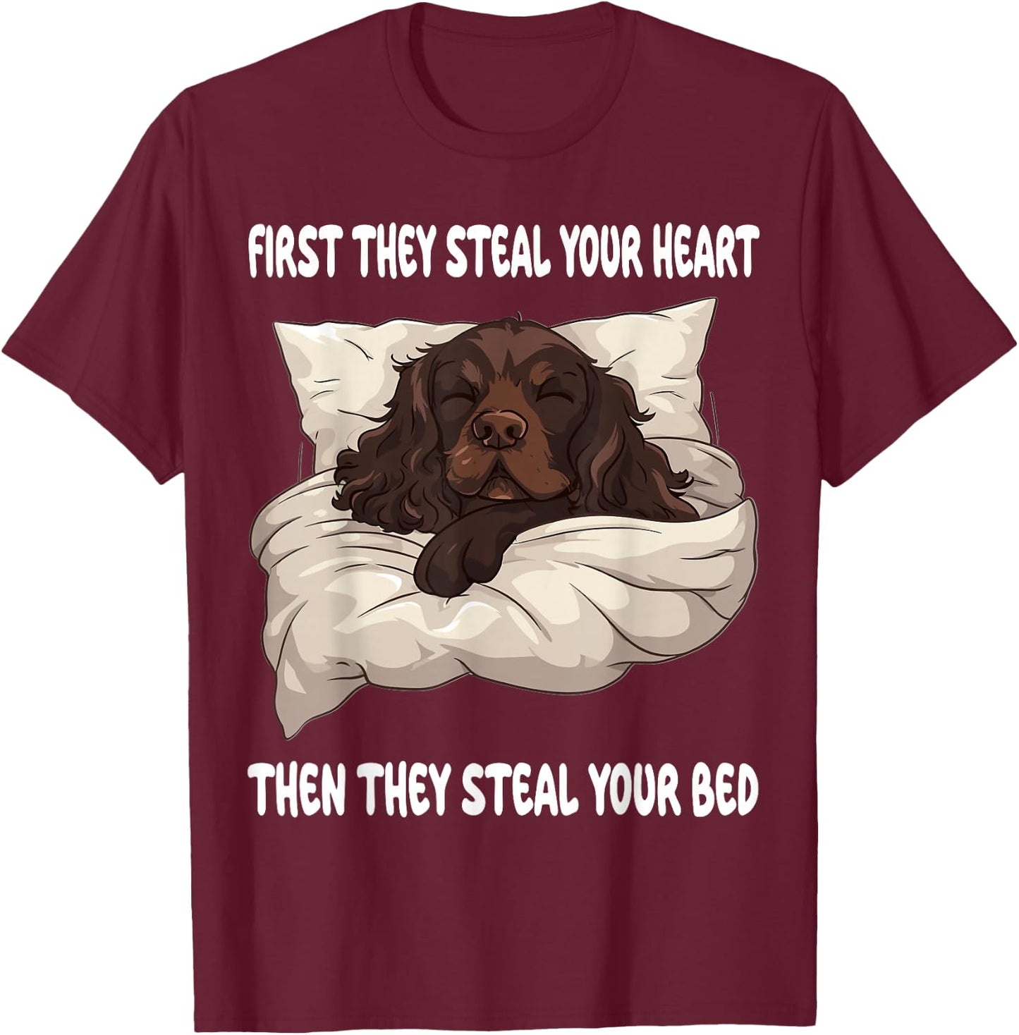 Boykin Spaniel Sleeping Pajamas Nightgown T-Shirt - T-Shirt | Maroon