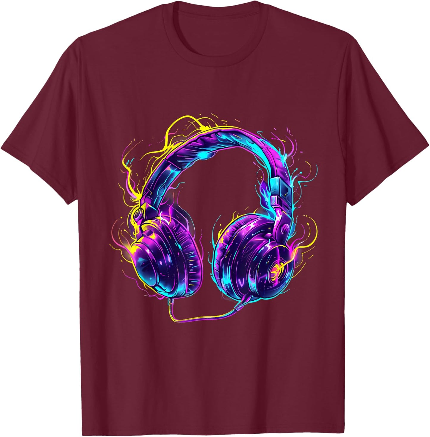 Headphones Music DJ Music Lover Beatmaker Techno Artwork T-Shirt - T-Shirt | Maroon