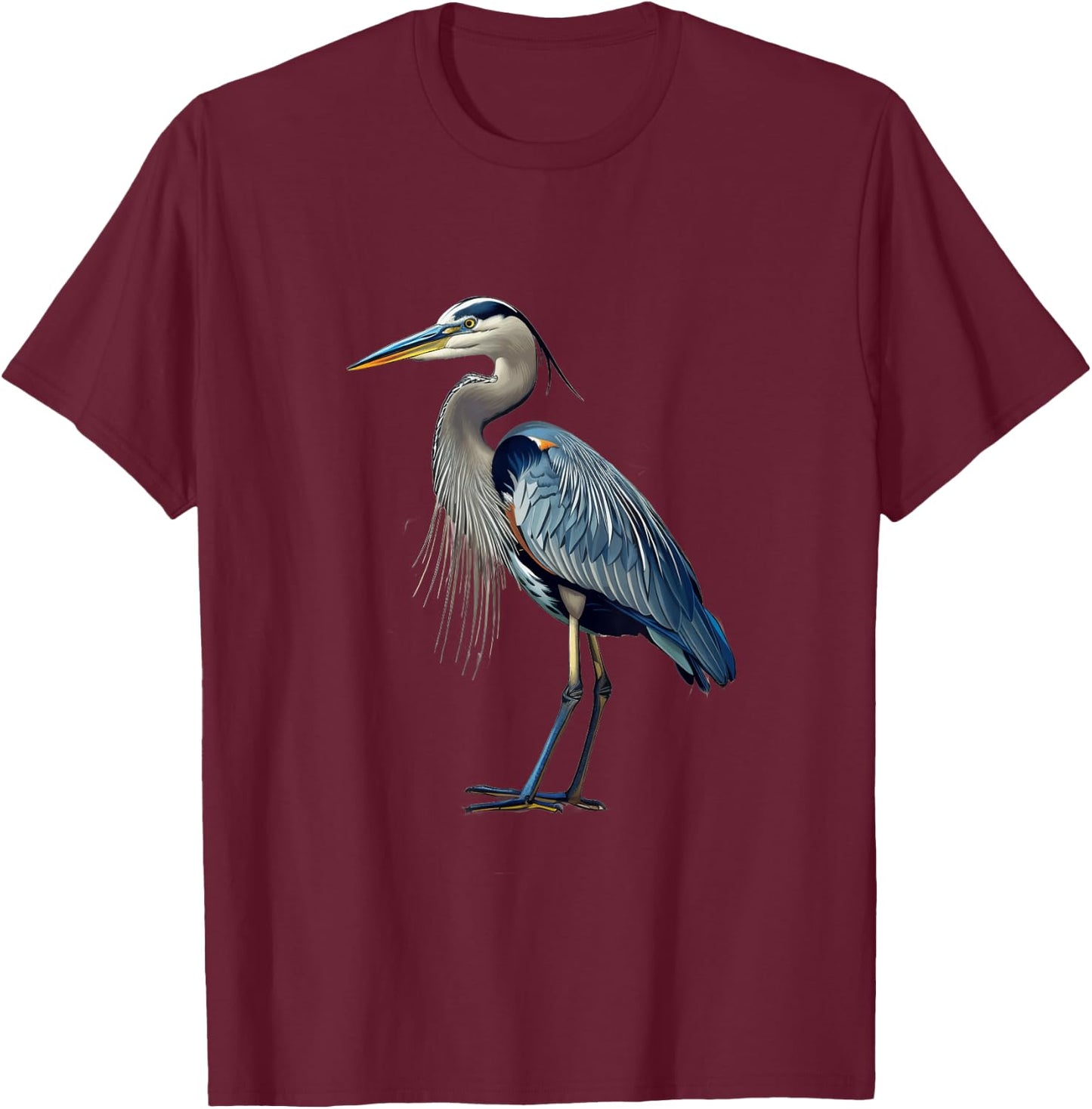 Great Blue Heron Round Image T-Shirt - T-Shirt | Maroon