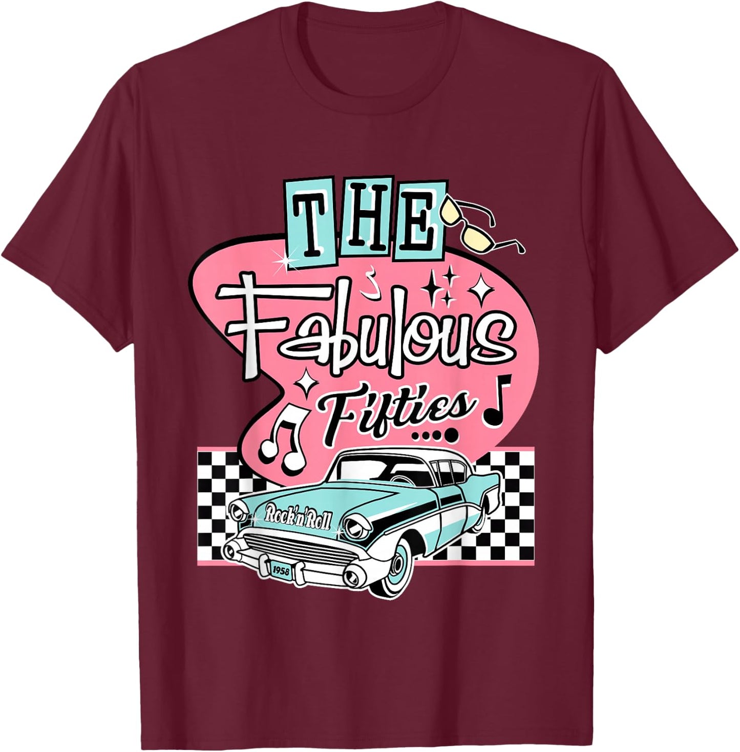 50s Rockabilly Vintage 1950s Clothing Men Sock Hop T-Shirt - T-Shirt | Maroon