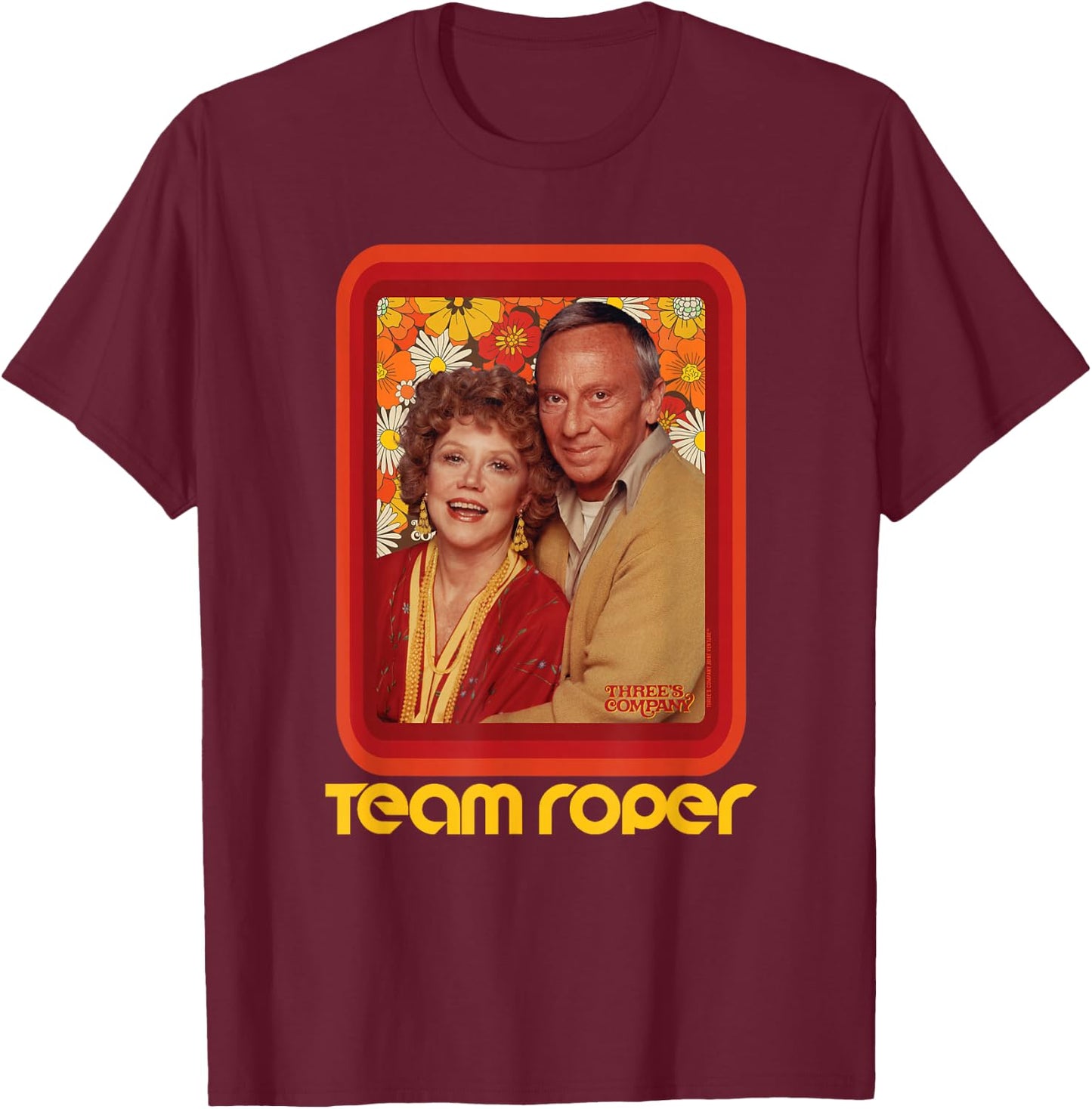 Team Roper! Three's Company Stanley & Helen Roper Retro T-Shirt - T-Shirt | Maroon