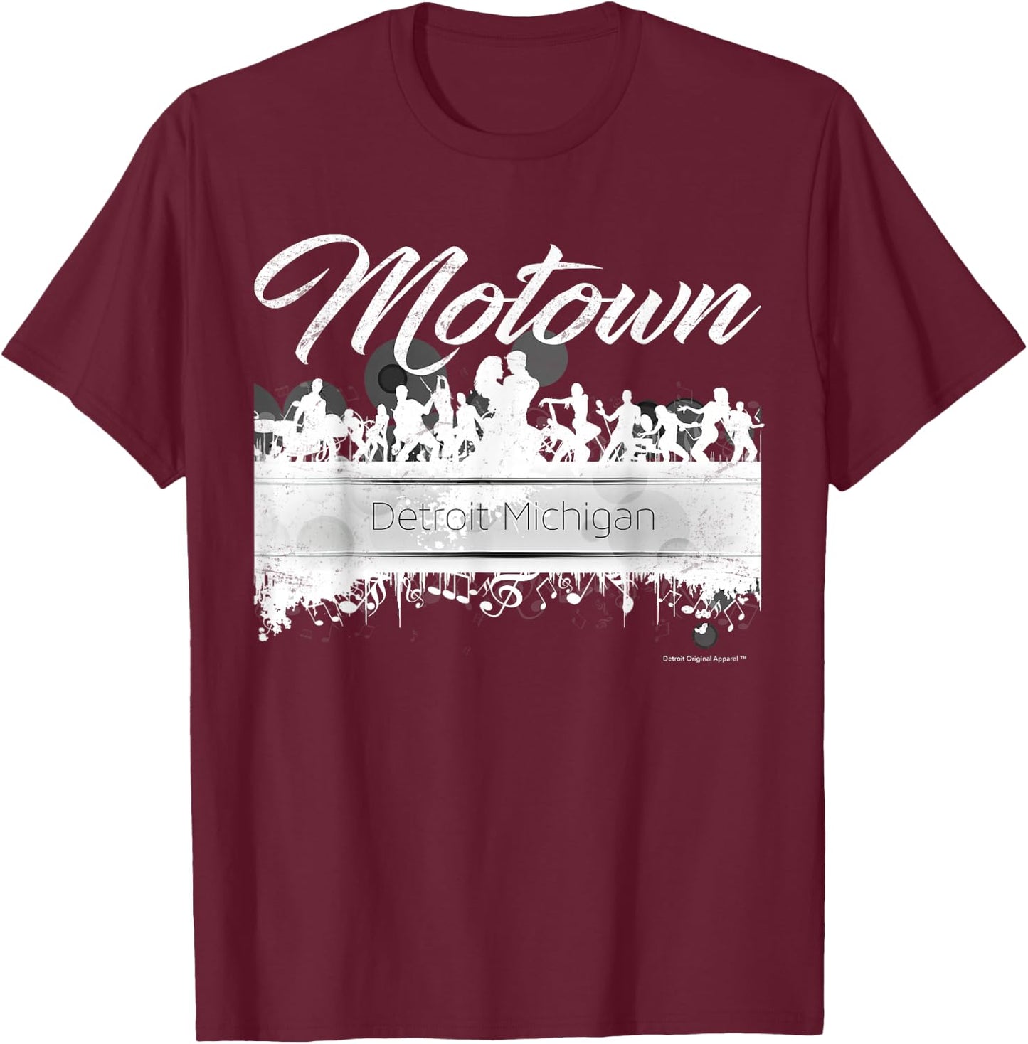 Motown Sound - Detroit Michigan Distressed Vintage T-Shirt - T-Shirt | Maroon