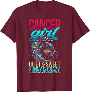 Cancer Zodiac Sign Moon Astrology Star Sign, Cancer Girl T-Shirt - T-Shirt | Maroon
