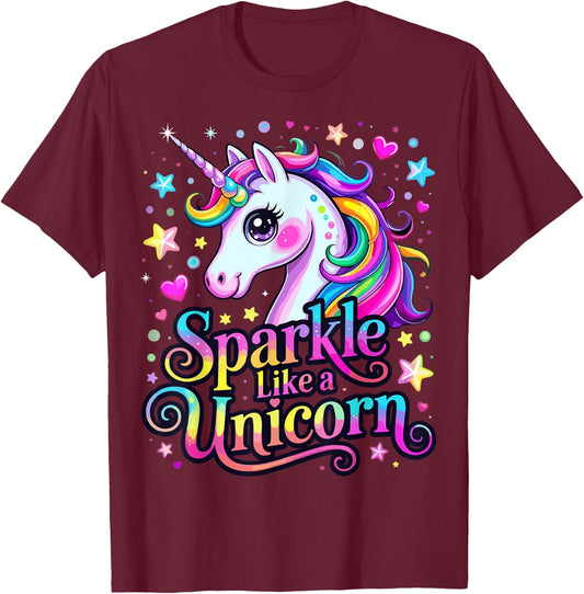 Cute Sparkle Like a Unicorn T-Shirt - T-Shirt | Maroon
