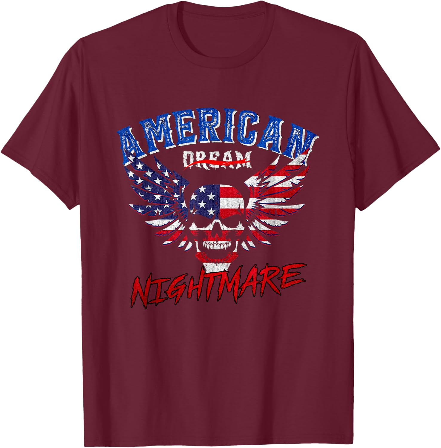 Nightmares Funny Outfits Vintage American Flag Dream Apparel T-Shirt - T-Shirt | Maroon
