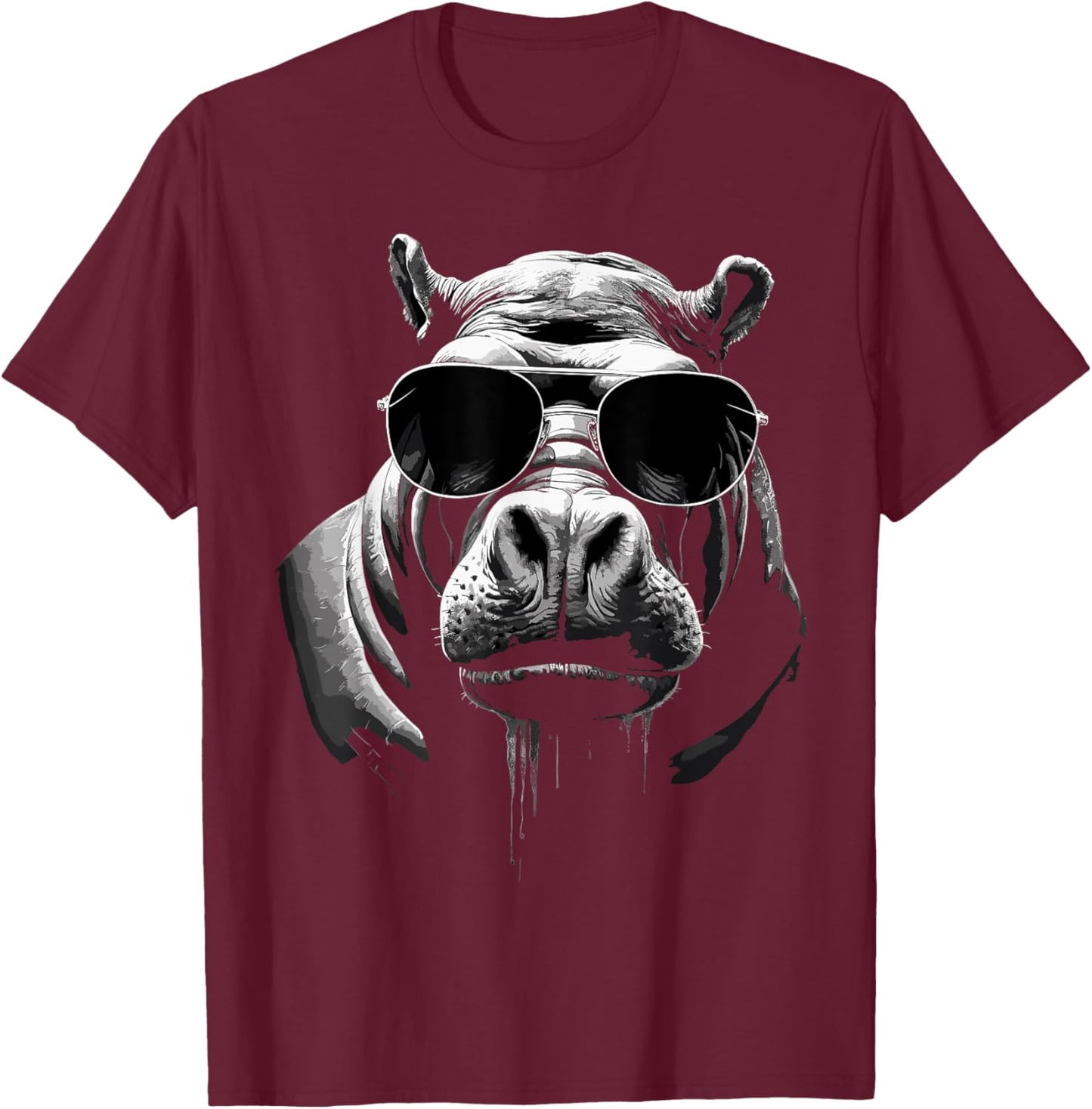 Sunglasses Africa Safari Zoo Animal Lovers Cool Hippo T-Shirt - T-Shirt | Maroon