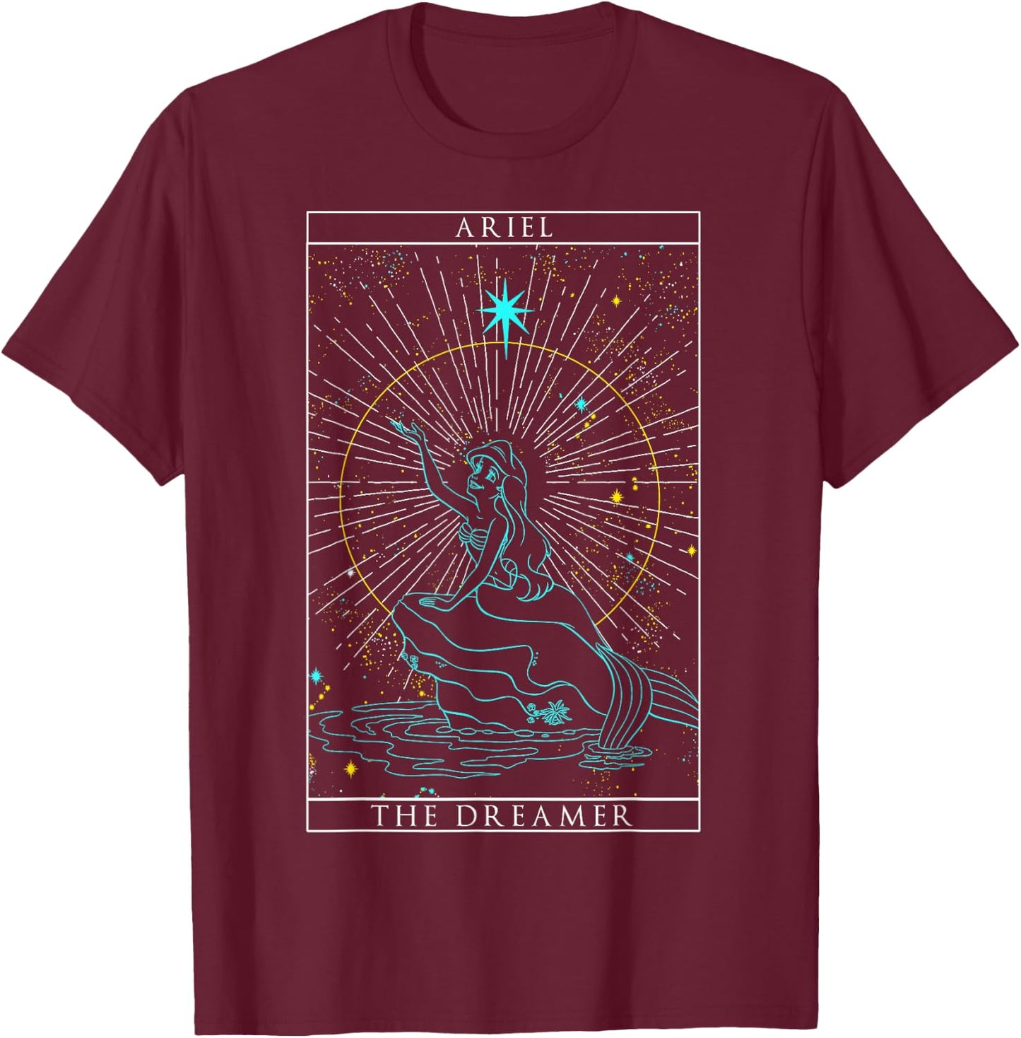 Disney The Little Mermaid Ariel The Dreamer Tarot Card T-Shirt - T-Shirt | Maroon