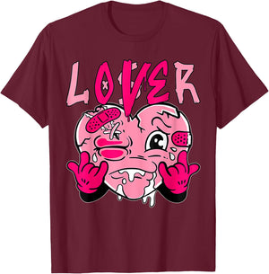 Pink Loser Lover Pink Drip Heart Matching Women T-Shirt - T-Shirt | Maroon