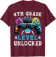 4th Grade Level Unlocked Gamer Boys First Day Back To School T-Shirt - T-Shirt | Maroon