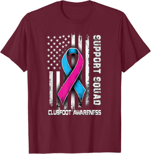 Retro Support Squad Clubfoot Awareness T-Shirt - T-Shirt | Maroon