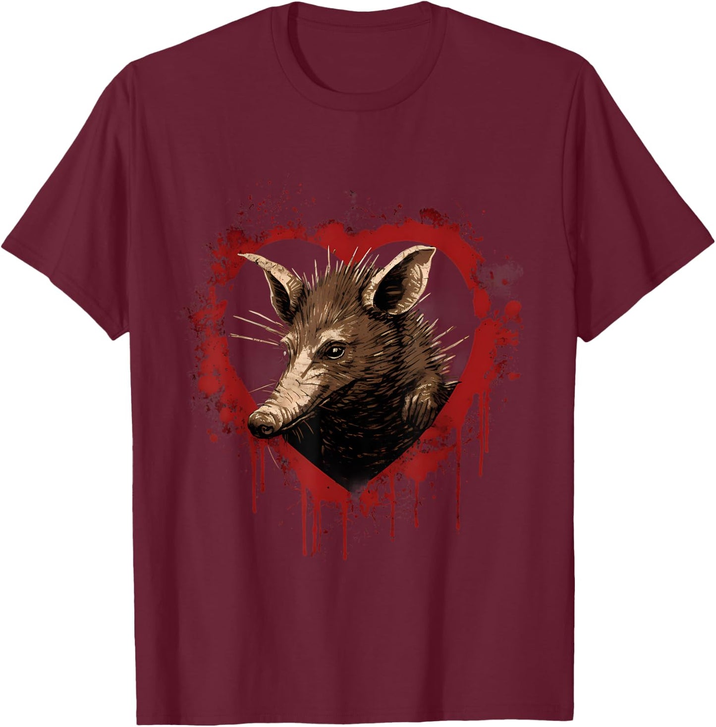Aardvark Drawing Heart Animal Art Splash Nature Artwork T-Shirt - T-Shirt | Maroon