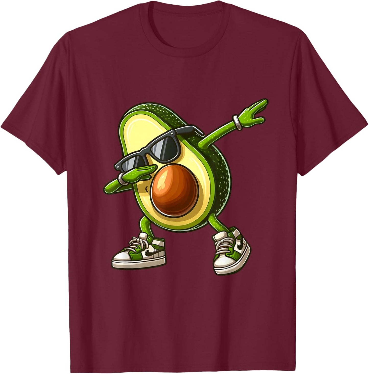 Funny Dabbing Avocado Vegan Food Lover T-Shirt - T-Shirt | Maroon