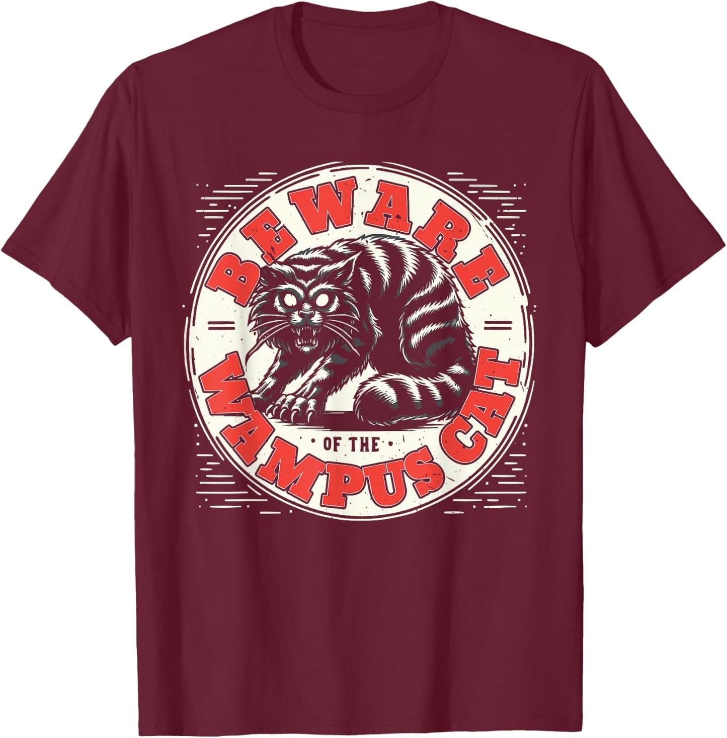 Wampus Cat American Folklore Cryptozoology Cryptid T-Shirt - T-Shirt | Maroon