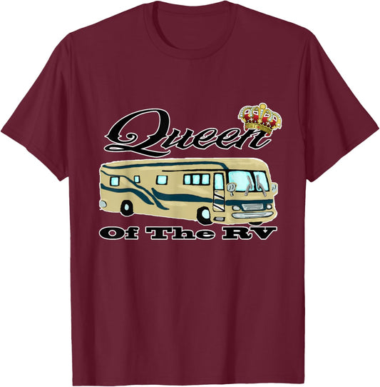 Queen Of The RV Funny Camping T Shirt T-Shirt - T-Shirt | Maroon