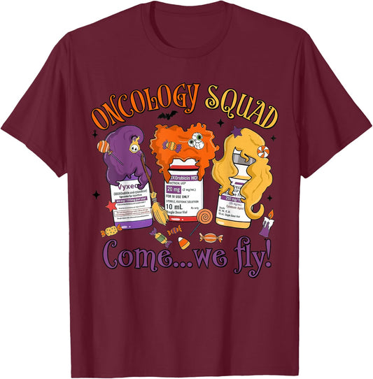 Oncology Nurse Halloween, Pediatric Oncology,Oncology Squad T-Shirt - T-Shirt | Maroon