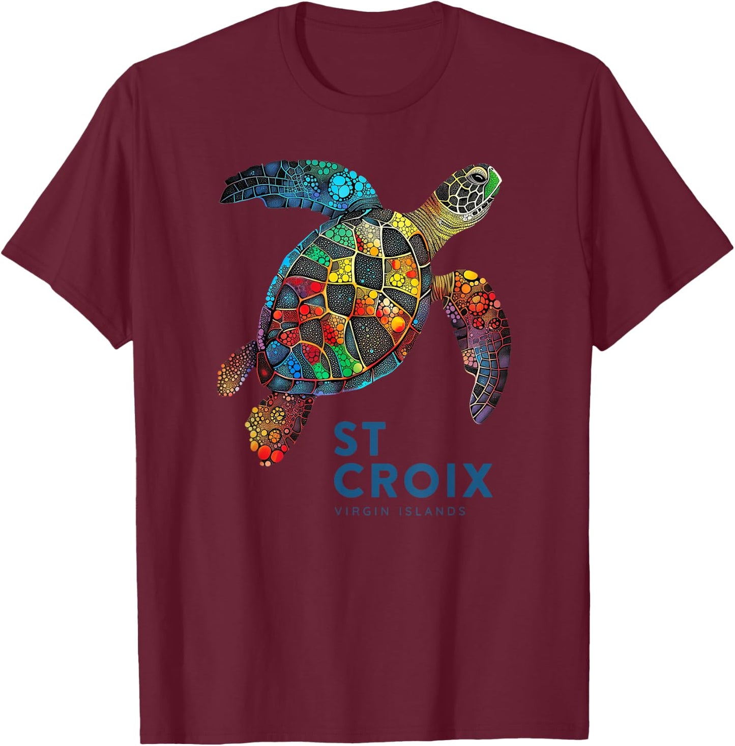 St Croix Virgin Islands Vintage Vacation Shirt Sea Turtle T-Shirt - T-Shirt | Maroon