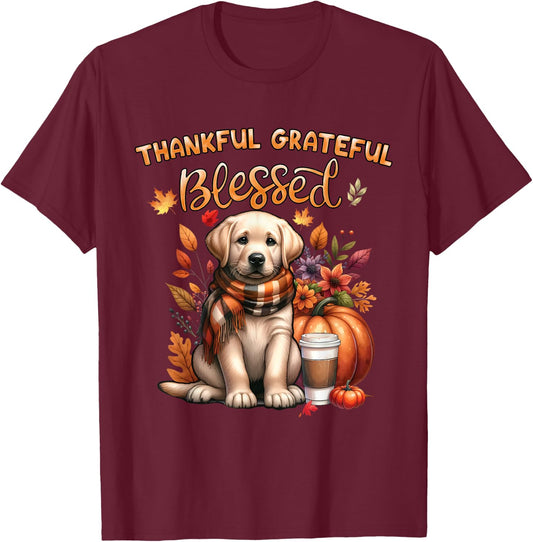 Labrador Retriever Dog pumpkin spice Happy Fall Yall autumn T-Shirt - T-Shirt | Maroon