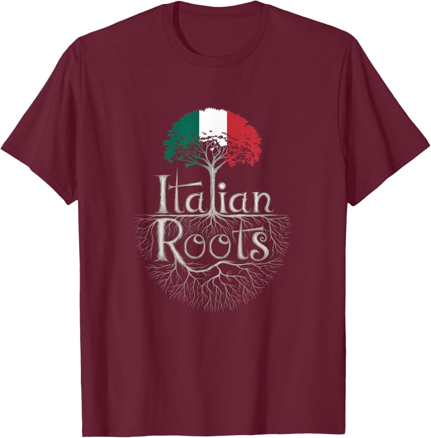 Italian Roots - Italy Flag Colors Family Tree Souvenir T-Shirt - T-Shirt | Maroon