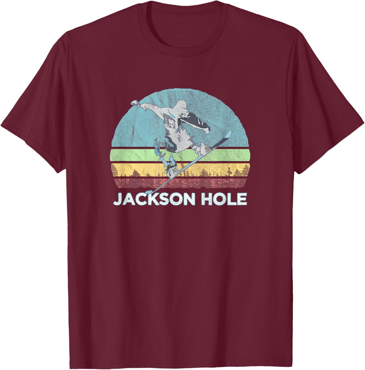 Jackson Hole Snowboard / Retro Vintage Jackson Hole, WY T-Shirt - T-Shirt | Maroon