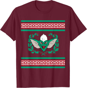 Gremlins - After Midnight Sweater Pattern T-Shirt - T-Shirt | Maroon