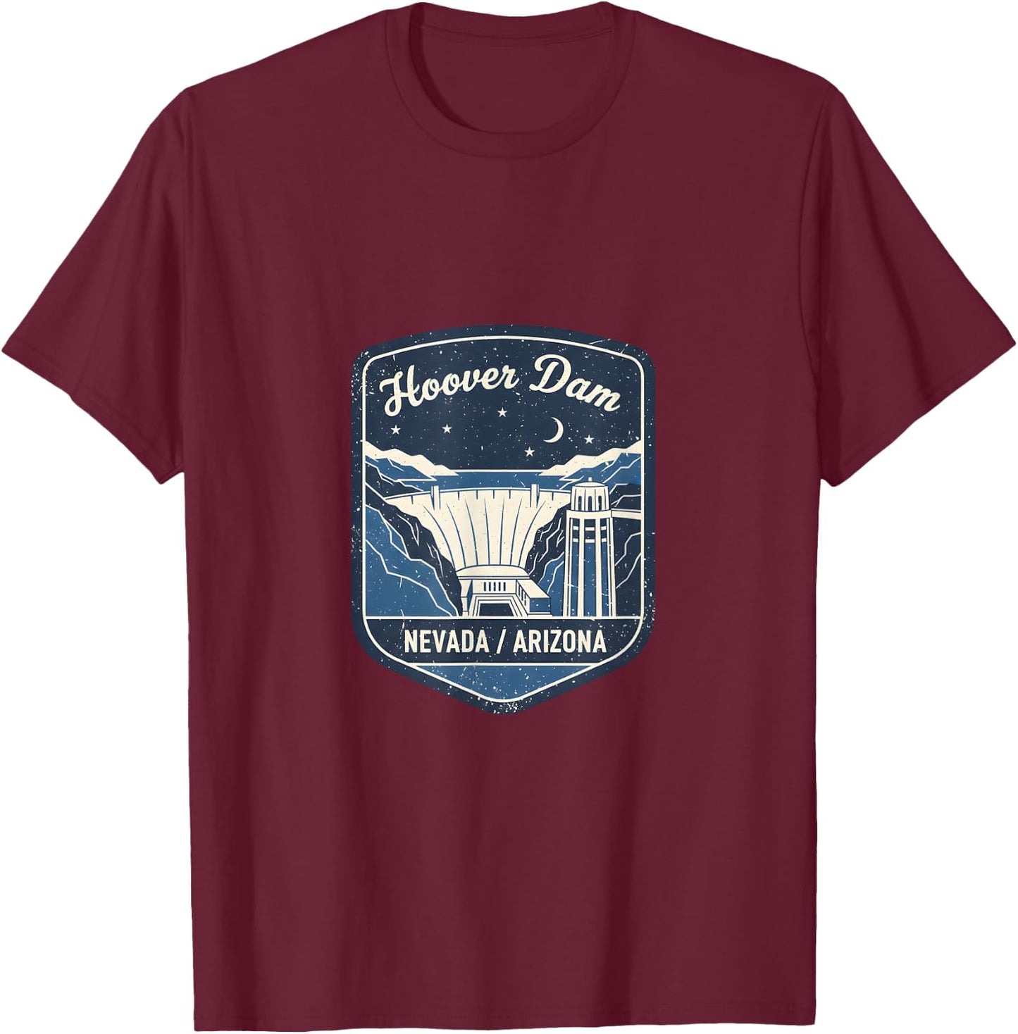 Hoover Dam Nevada Arizona Travel Adventure Landmark T-Shirt - T-Shirt | Maroon
