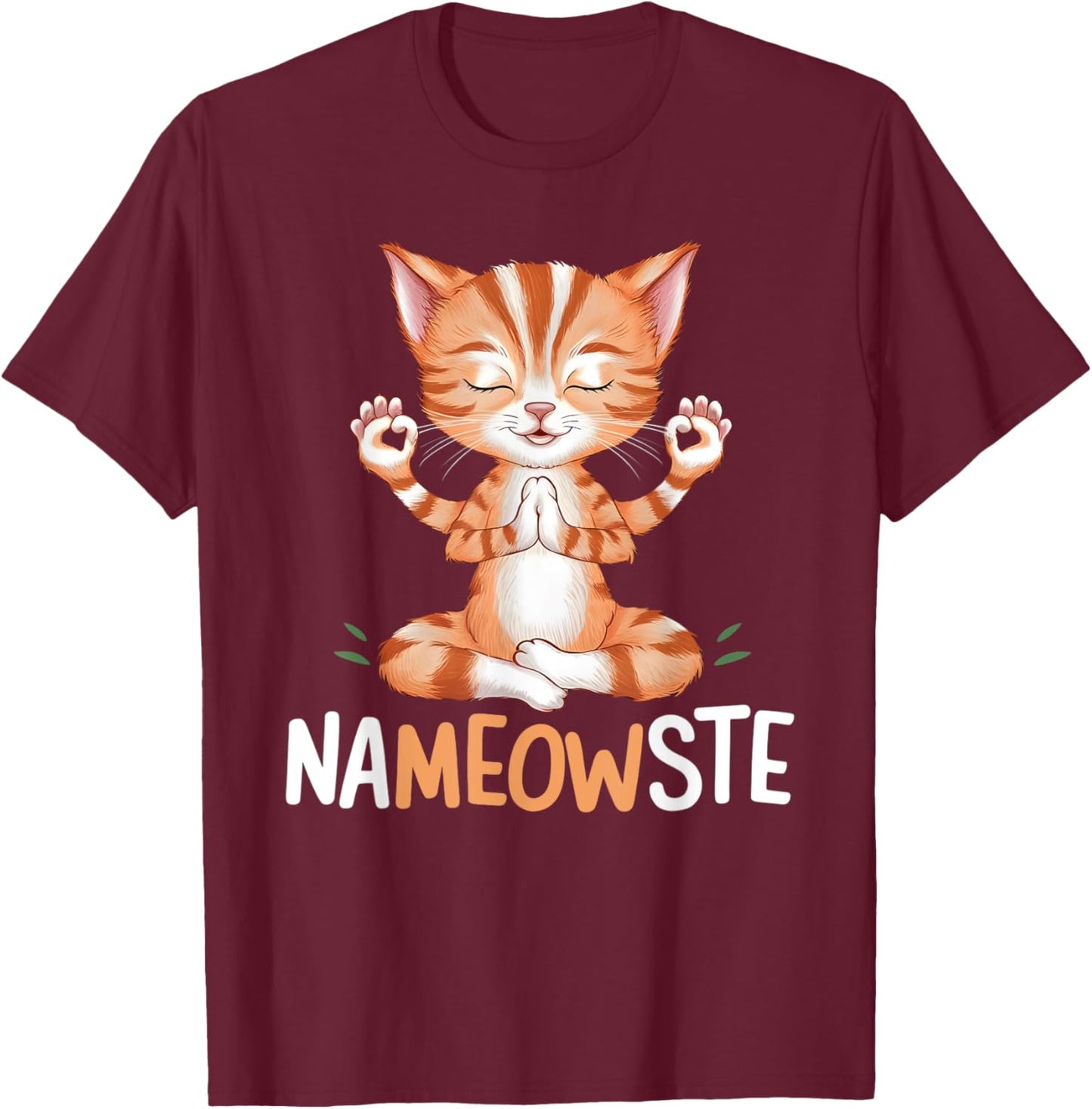 Yoga Cat Nameowste Meditation Zen Kitten Namaste Funny T-Shirt - T-Shirt | Maroon