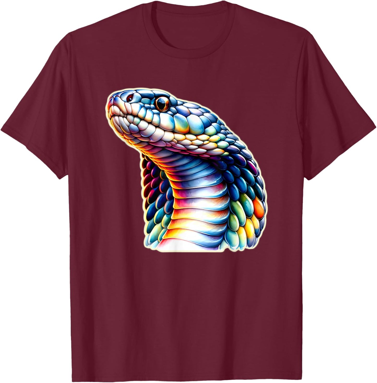 Cobra x King Cobra Snake x Rainbow Snake T-Shirt - T-Shirt | Maroon
