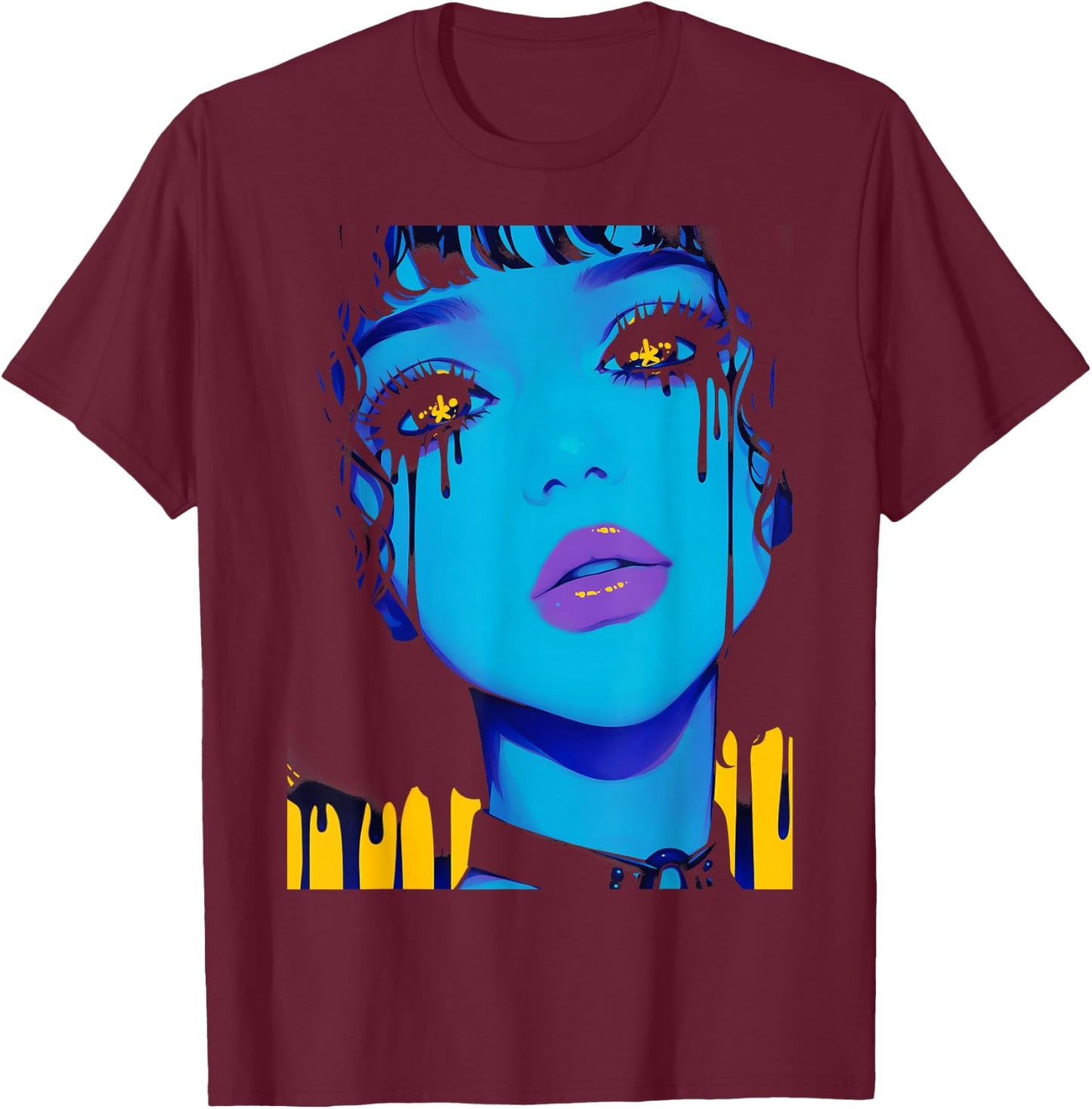 Cybergoth Cybercore Grunge Punk Goth Girl Alt Anime Manga T-Shirt - T-Shirt | Maroon