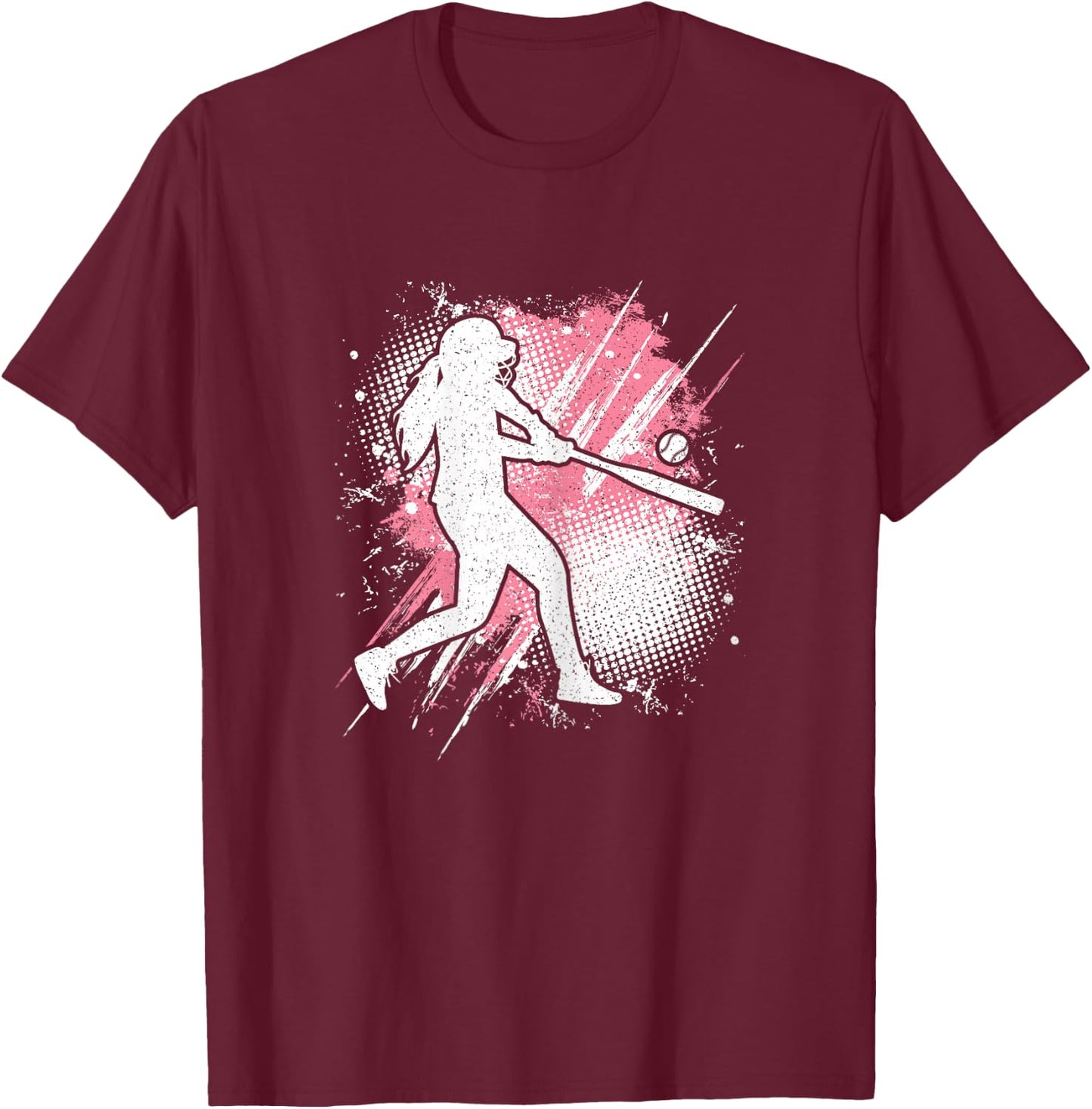 Softball Player Pink Softball Lover Women Girls Kids T-Shirt - T-Shirt | Maroon
